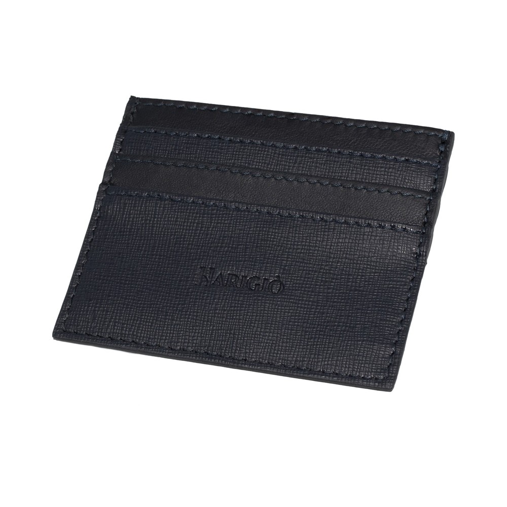 Portacarte di credito unisex vera pelle, portadocumenti tascabile blu